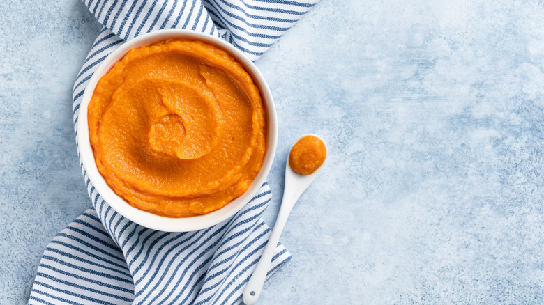 pumpkin purée in bowl