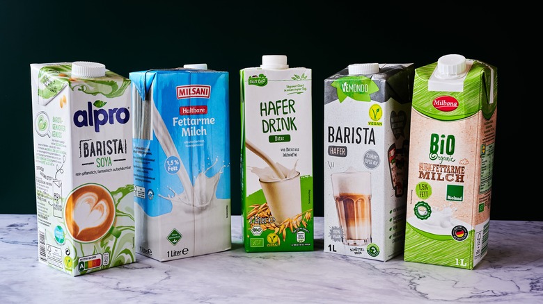 packaged commercial soy milk