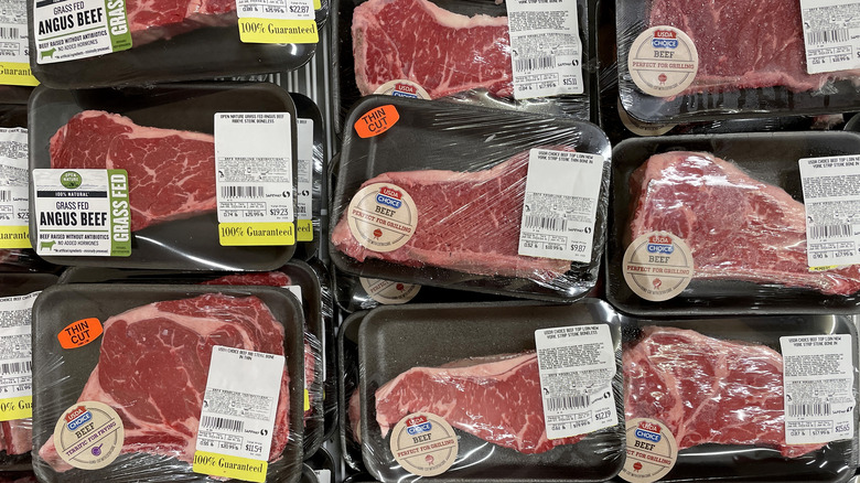 Packaged beef steaks for sale