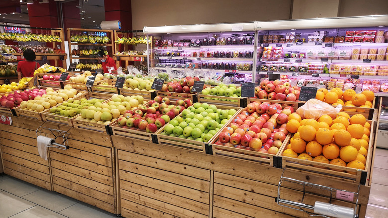 Produce in a grocery store