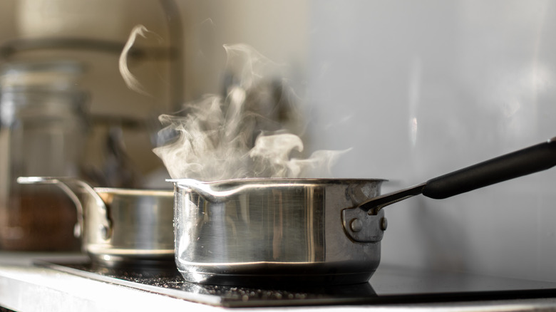 boiling water on stovetop