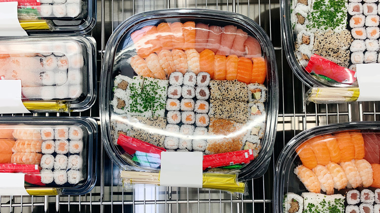 sushi grocery case