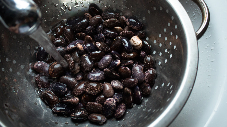 beans rinsed in a sieve