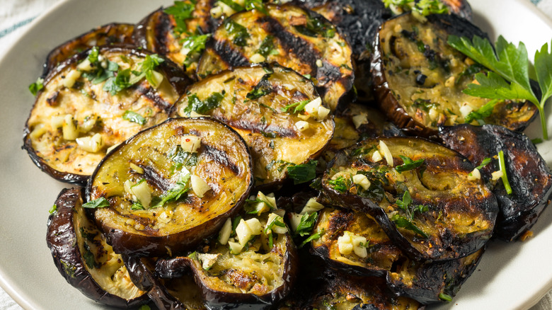 Roasted eggplant on a plate