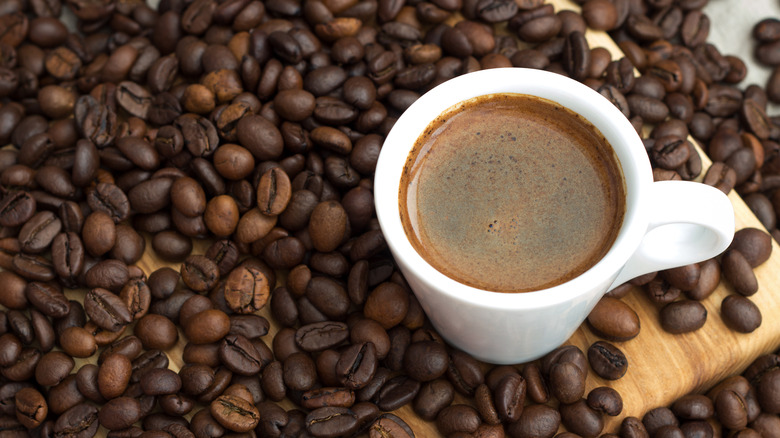 Coffee beans on a table