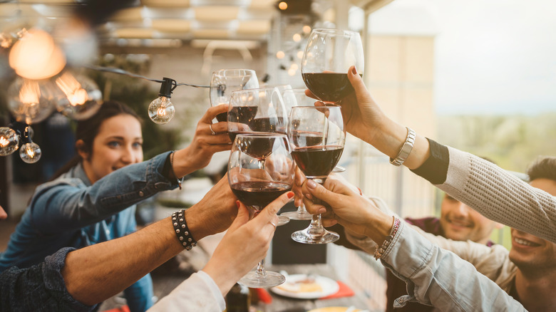 friends toasting at a party