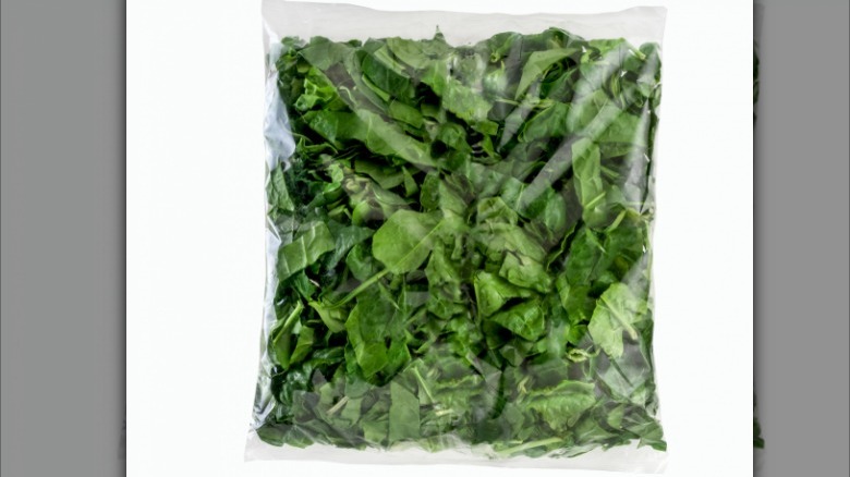 Bag of fresh spinach