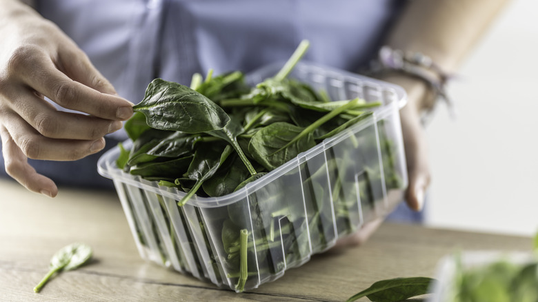 A box of spinach.