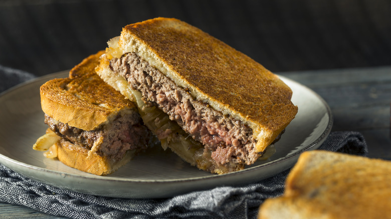 patty melt cut in half