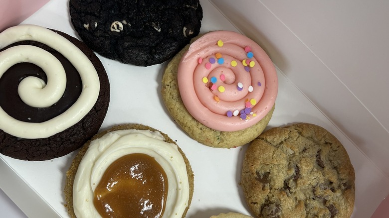 box of Crumbl cookies