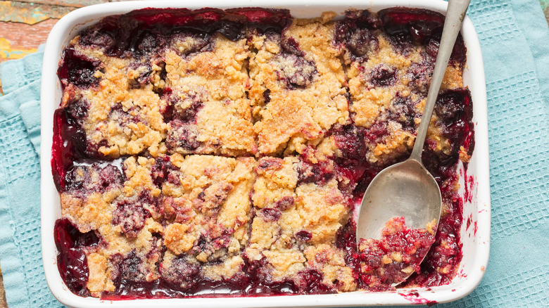 Homemade blackberry dump cake