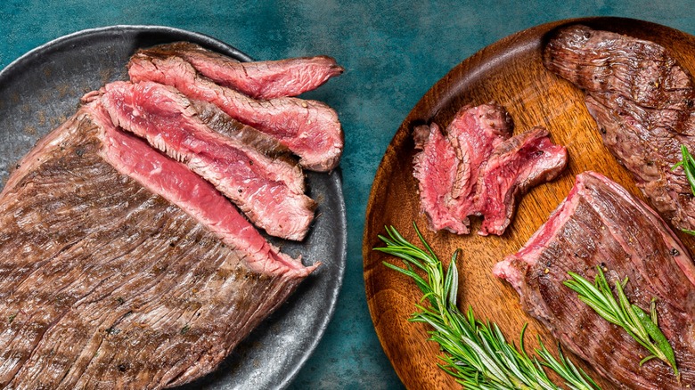 Flap steak beside flank steak