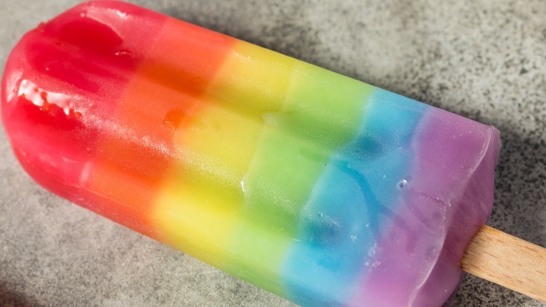 Close-up of a rainbow popsicle