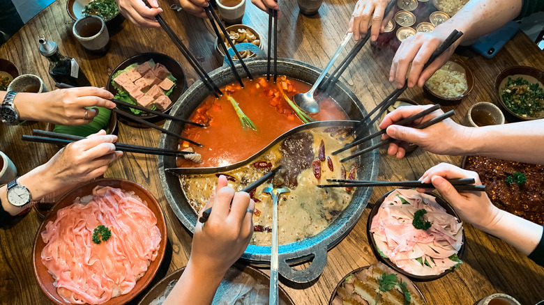 Hot pot with meat 