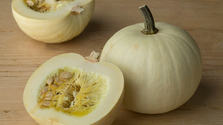 Sliced white pumpkin