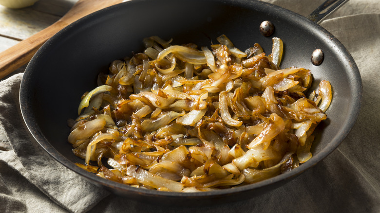 caramelized onions in a skillet