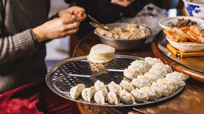 Wrapping and shaping dumplings