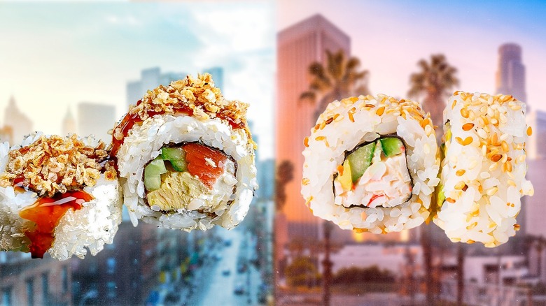 side by side sushi rolls