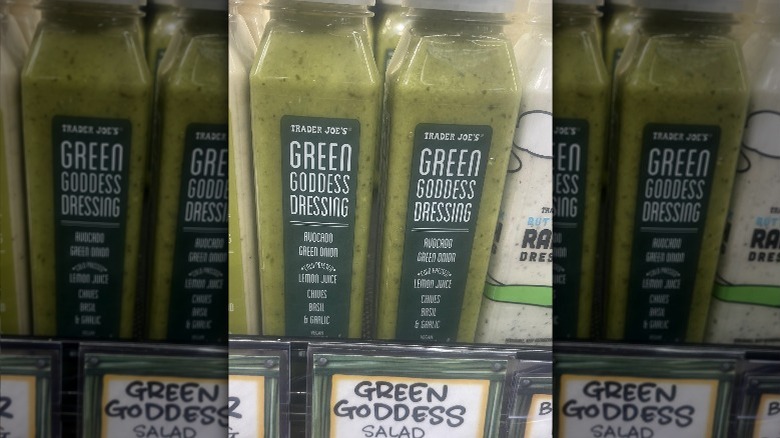 bottles of Trader Joe's Green Goddess dressing