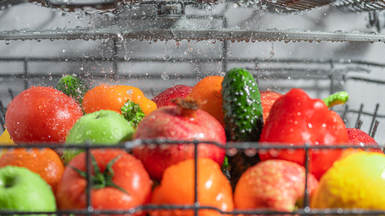 Vegetables in dishwasher