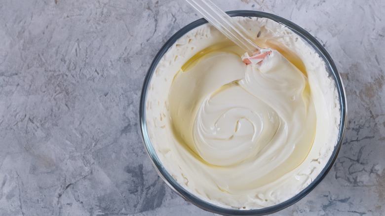 Bowl of vanilla whipped cream