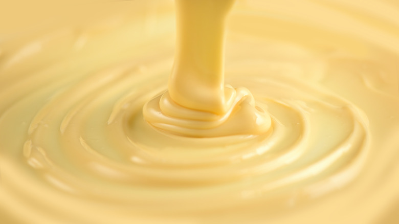 pouring white chocolate