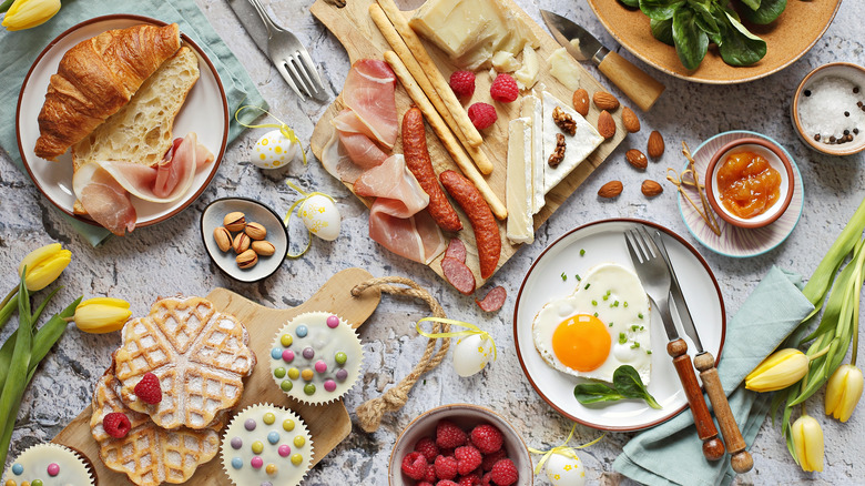 Easter-themed brunch spread