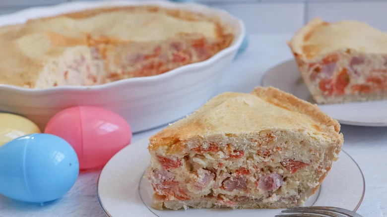 easter pie slice on plate