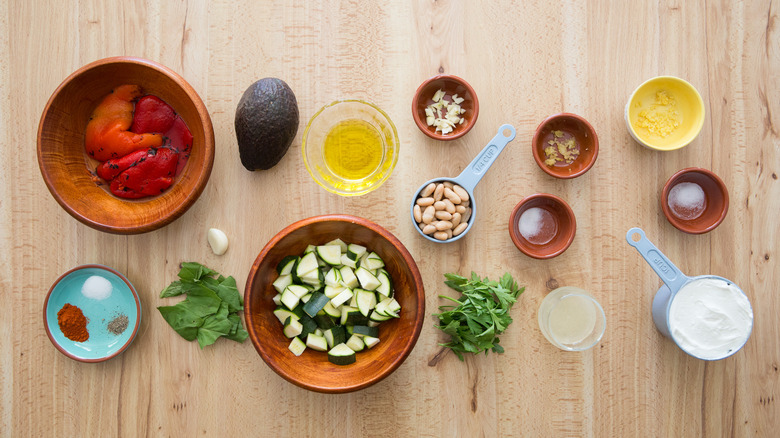 Italian dipping sauce ingredients on table