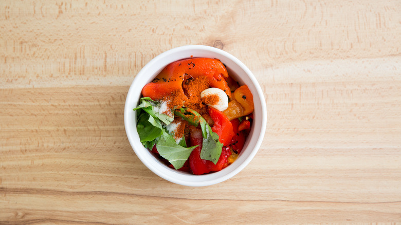 red dipping sauce ingredients in bowl