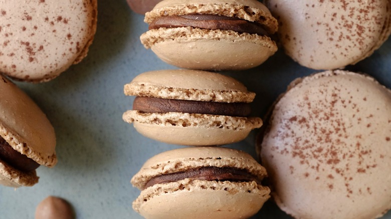 close-up of macarons