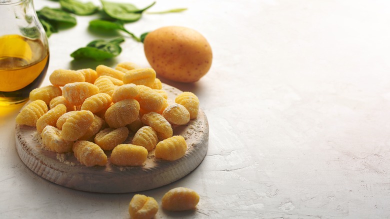 Uncooked pieces of gnocchi