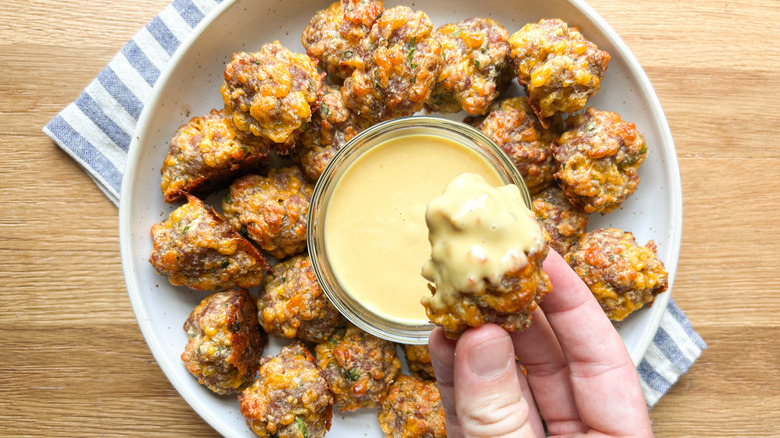 dipping sausage ball honey mustard