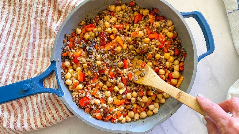 vegetable mixture in pan