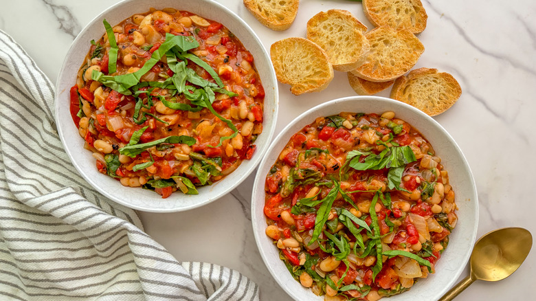 two bowls of bean stew