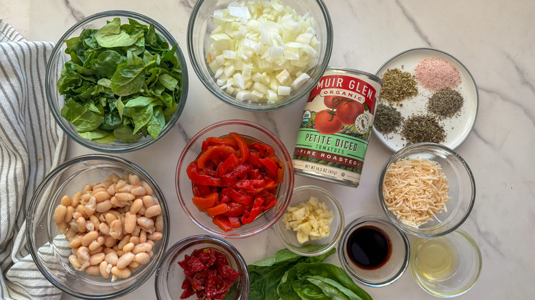 ingredients for Italian white bean skillet