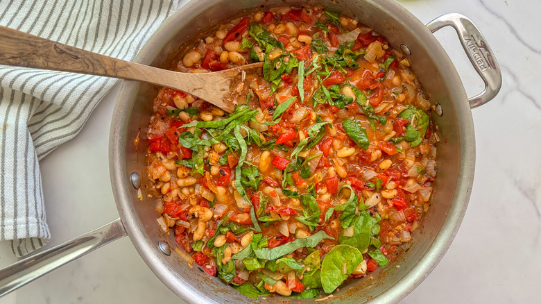 Italian bean stew in skillet