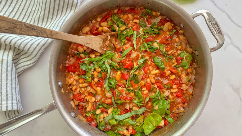 wooden spoon in skillet dinner