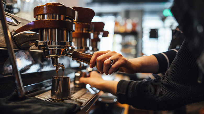 Barista making espresso