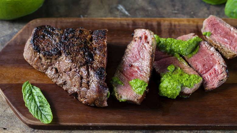 steak with Italian salsa verde