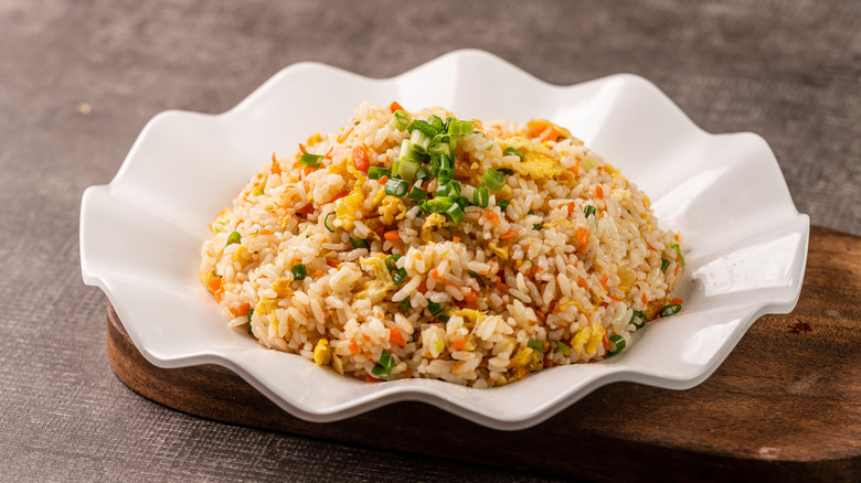 Chinese fried rice in bowl 