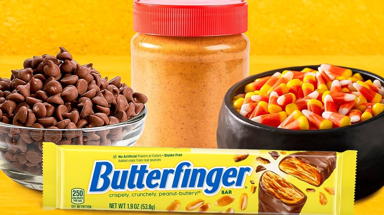 bite-sized butterfingers on a white background