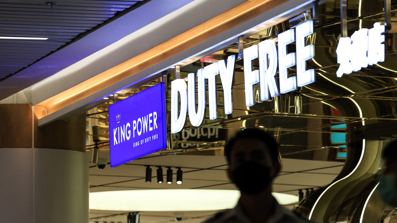 Duty-free store sign in airport