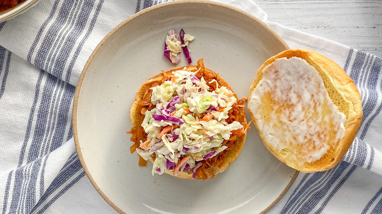 open-face jackfruit sandwich