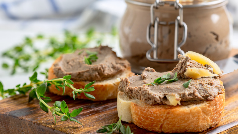 chicken liver paté on bread