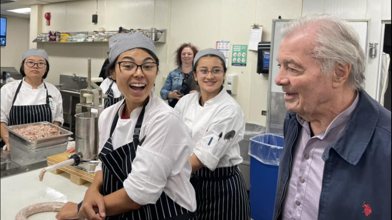 Jacques Pepin with cooking students