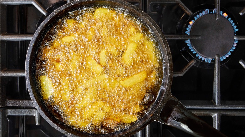 Apples in frying pan