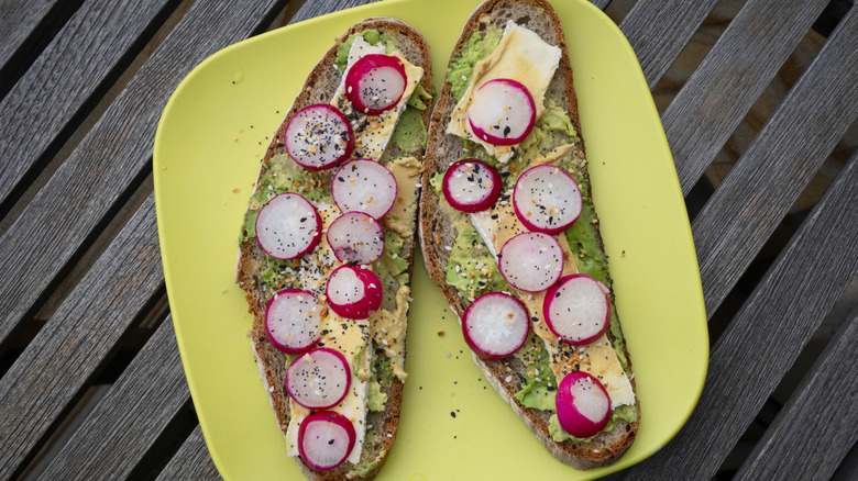 open face radish sandwich