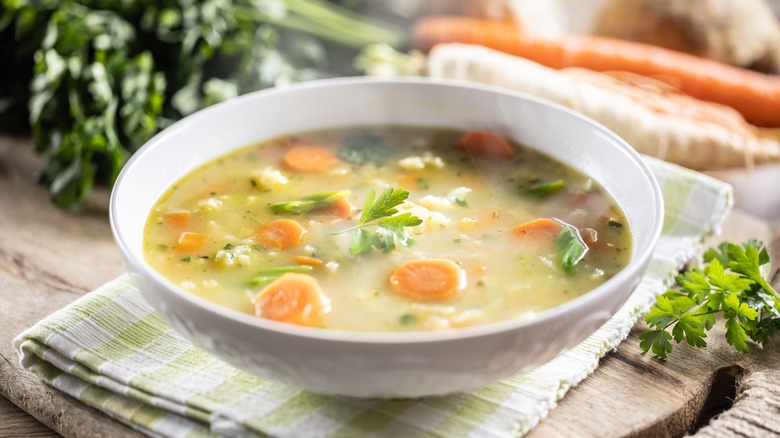 vegetable soup with fresh herbs