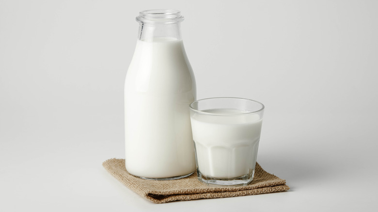 milk jug and glass of milk